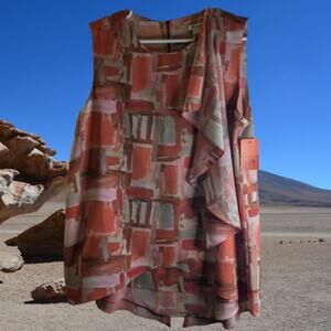 Tanner 14 sleeveless layered lined polyester earth colors quality woman's top.